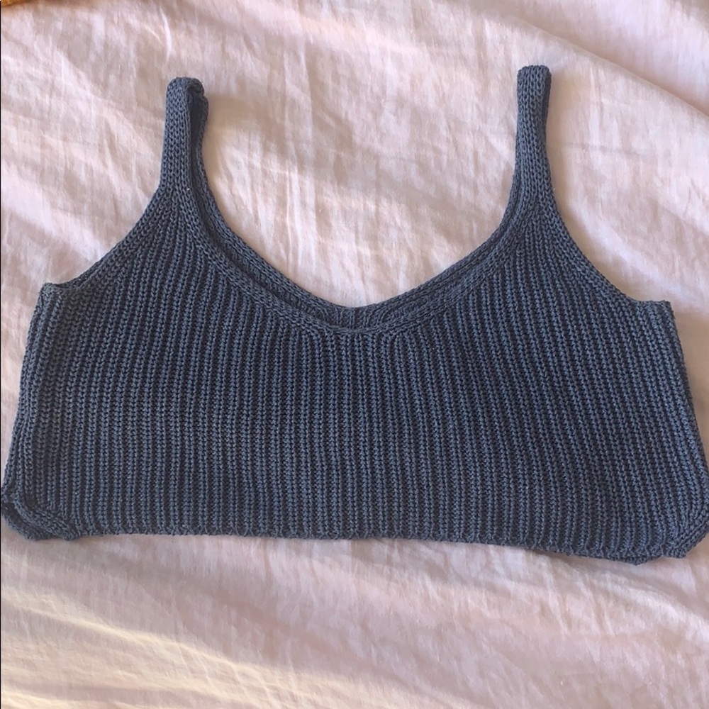 American Apparel knit crop tank in blue